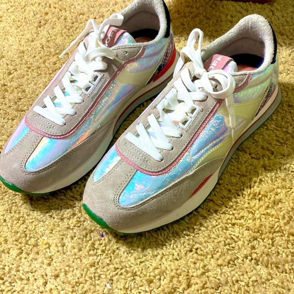 Iridescent Pink Accent Women's Sneakers